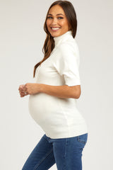 White Turtleneck Maternity Knit Top