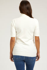 White Turtleneck Maternity Knit Top