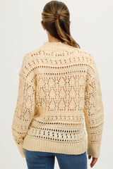 Cream Open Knit Maternity Sweater