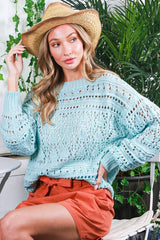 Light Blue Open Knit Maternity Sweater