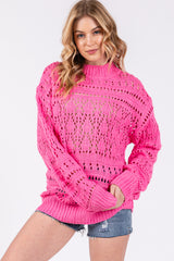 Fuchsia Open Knit Sweater