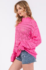 Fuchsia Open Knit Sweater