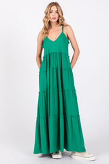 Emerald Green Tiered Sleeveless Maxi Dress