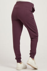 Purple Basic Drawstring Maternity Sweatpants