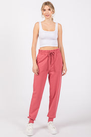 Pink Basic Drawstring Sweatpants