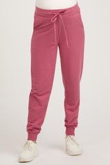 Pink Basic Drawstring Maternity Sweatpants