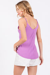 Lavender Ribbed Snap Button Cami