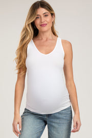 White Sleeveless Fitted Maternity Tank Top