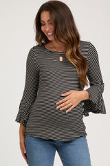 Black Striped Maternity 3/4 Sleeve Top