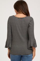 Black Striped Maternity 3/4 Sleeve Top