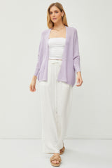 Lavender Knit Dolman Sleeve Cardigan