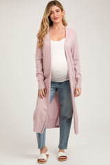 Light Pink Long Maternity Cardigan