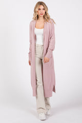 Light Pink Long Maternity Cardigan