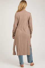 Mocha Long Maternity Cardigan