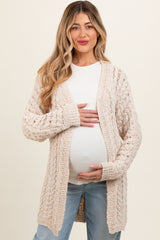 Cream Knit Maternity Cardigan