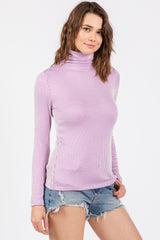 Lavender Ribbed Turtleneck Top