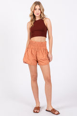 Light Orange Curved Hem Active Shorts