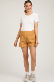 Yellow Curved Hem Active Maternity Shorts