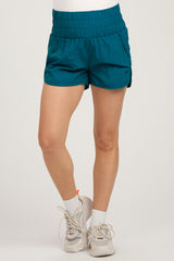 Teal Curved Hem Active Maternity Shorts