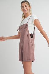 Mauve Front Pocket Short Overalls