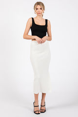 Ivory Rib Knit Maternity Midi Skirt