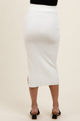 Ivory Rib Knit Maternity Midi Skirt