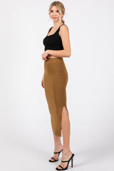 Mocha Rib Knit Midi Skirt