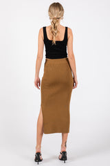 Mocha Rib Knit Midi Skirt