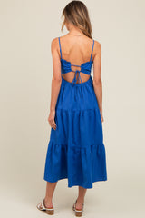 Royal Blue Smocked Cut-Out Back Tiered Midi Dress