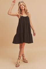 Black Sleeveless Tiered Ruffle Hem Maternity Dress