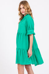 Green Buttoned Down Short Sleeve Dress