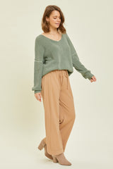 Camel Wide Leg Drawstring Pants