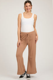 Camel Wide Leg Drawstring Maternity Pants