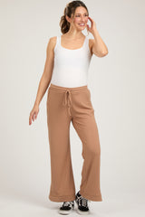 Camel Wide Leg Drawstring Maternity Pants