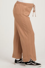 Camel Wide Leg Drawstring Maternity Pants