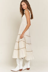 Ivory Smocked Tiered Maxi Dress