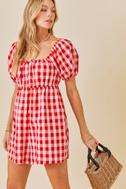 Red Gingham Cutout Romper