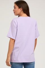 Lavender Oversized Pocket Front Short Sleeve Maternity Top