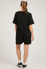 Black Button Down Maternity Romper