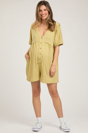 Light Olive Button Down Maternity Romper