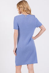 Light Blue Ribbed Knit Dress