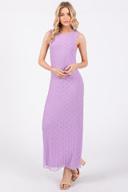 Lavender Mesh Overlay Midi Dress