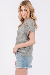 Olive Green Open Knit Top