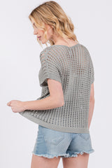 Olive Green Open Knit Top