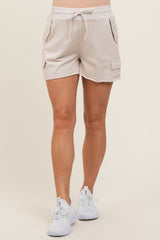 Cream Cargo Raw Hem Maternity Lounge Shorts