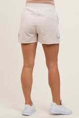 Cream Cargo Raw Hem Maternity Lounge Shorts