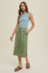 Light Blue Sleeveless Ribbed Tank Top