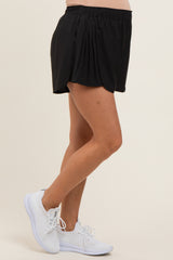 Black Pleated Maternity Active Shorts