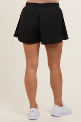 Black Pleated Maternity Active Shorts