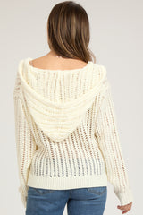 Cream Open Knit Maternity Hooded Sweater